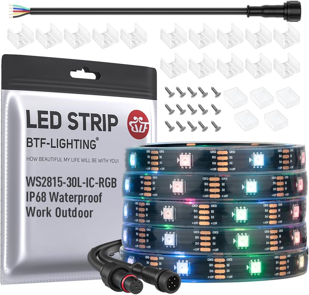 BTF-LIGHTING IP68 Waterproof Outdoor WS2815 RGB LED Strip