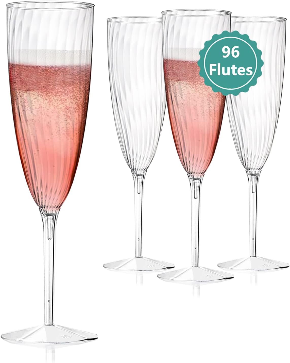 Clear Plastic Champagne Flutes for Parties and Celebrations