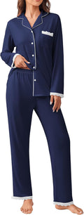 Ekouaer Womens Pajamas Set Long Sleeve Lounge Set - Soft, Lace Trimmed