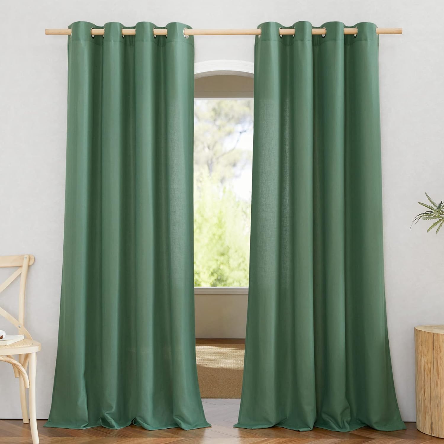 NICETOWN Linen Flax Semi Sheer Curtains for Home Office Decor