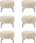 Beige 70 in Round Tablecloths 6 Pack - Durable, Stain-Resistant Linen