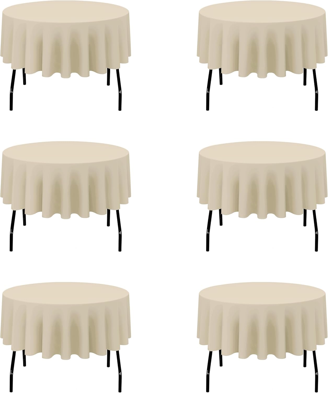 BRILLMAX 6 Pack Beige 70 Inch Round Tablecloths for Events