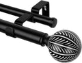 KAMANINA 1 Inch Wood Double Curtain Rods for Windows 66-120 Inches