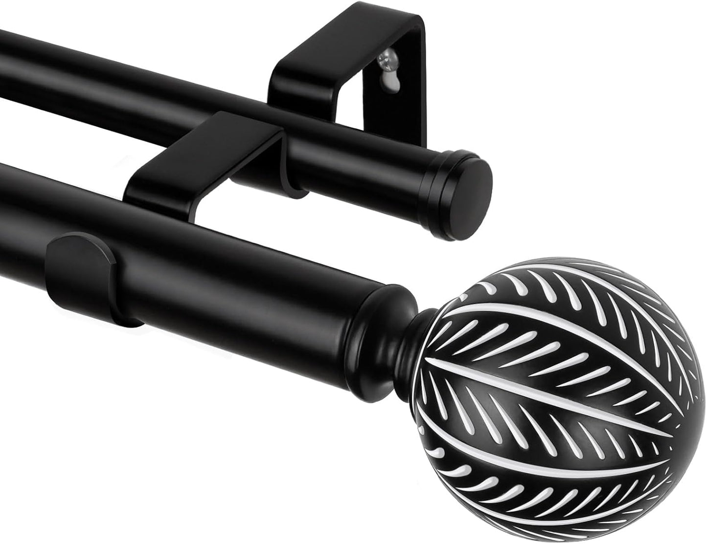 KAMANINA 1 Inch Wood Double Curtain Rods for Windows 66 to 120 Inches