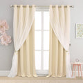 Beige Blackout Curtains with Sheer 54 Inches for Kids Rooms
