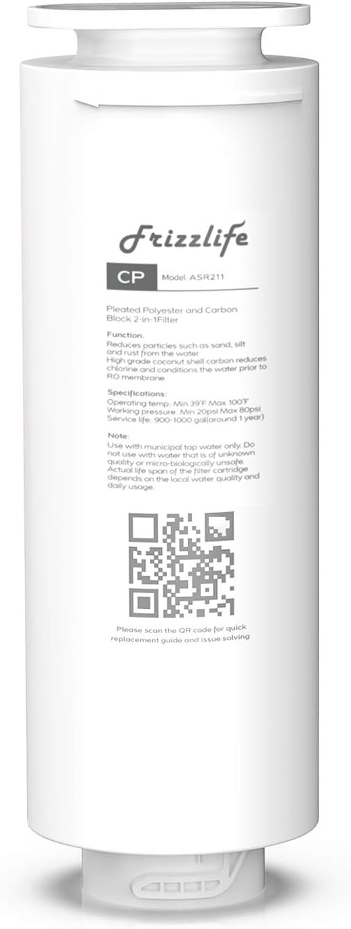 Frizzlife ASR211 Replacement Filter Cartridge for Reverse Osmosis