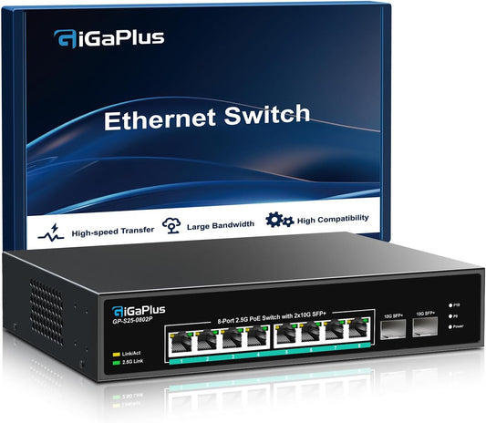 10 Port 2.5Gb Unmanaged PoE Switch for High-Speed Networking