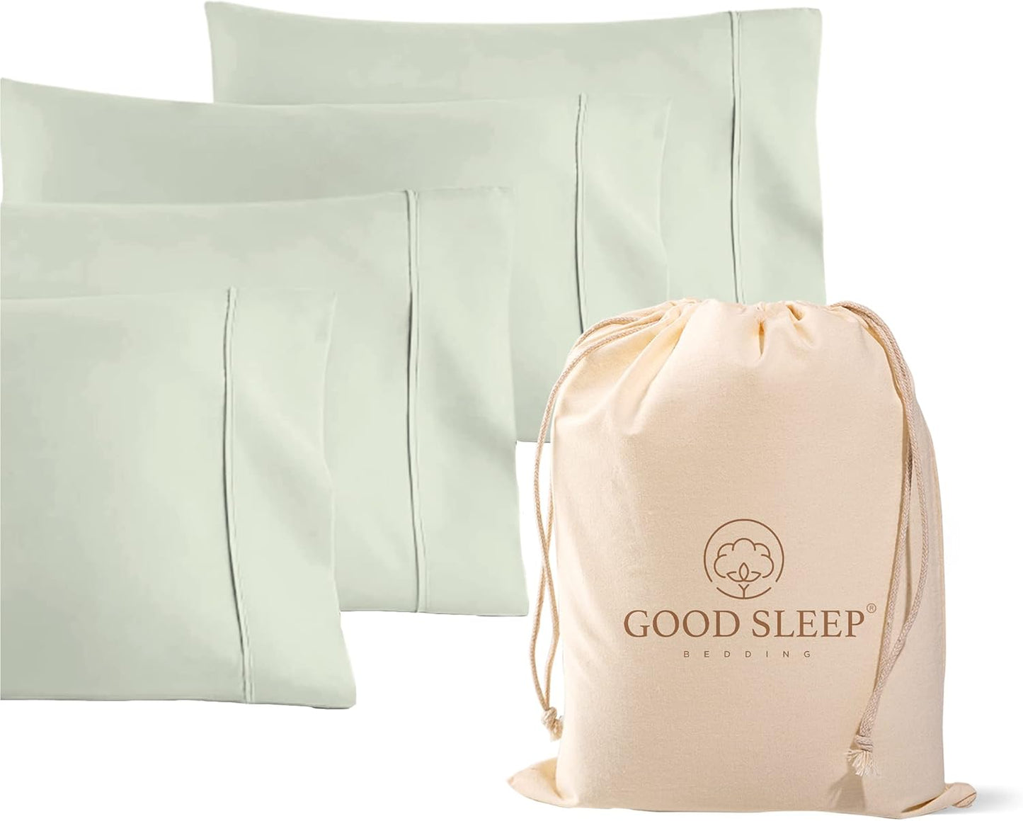 1000 TC Sage Standard Pillowcases Set of 4 for Comfy Sleeping