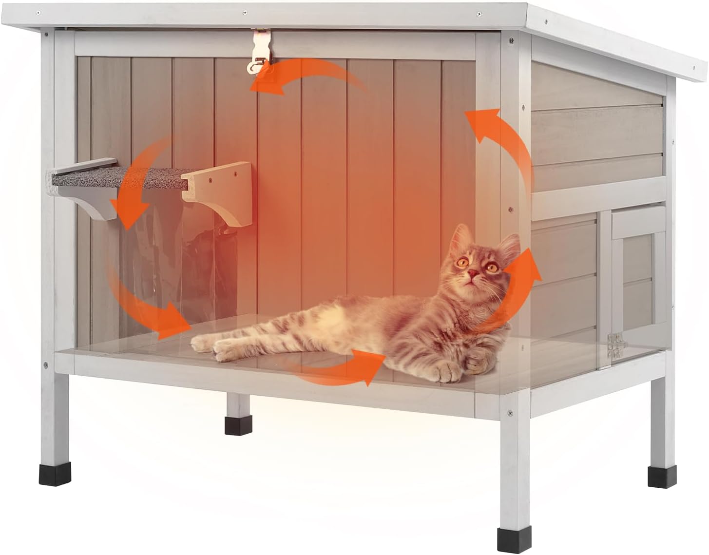 Insulated Cat House Outdoor Shelter for Feral Cats in Winter