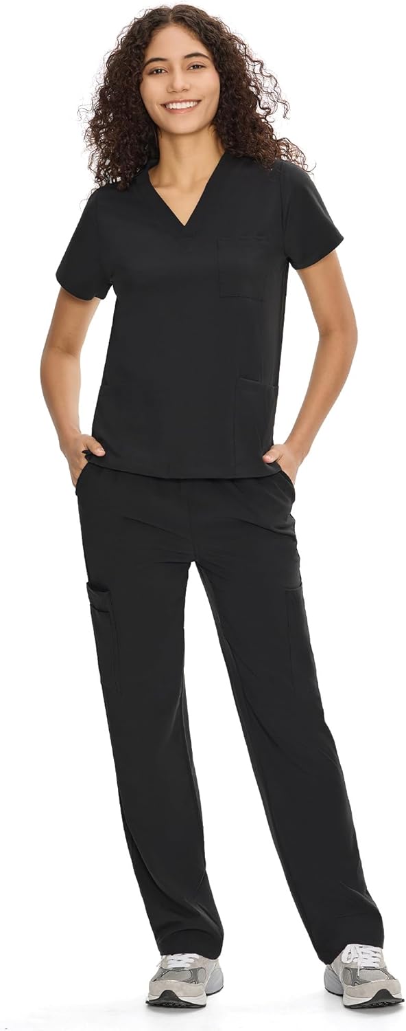 COZYFIT Scrubs for Women Set with 9 Pockets for Comfort