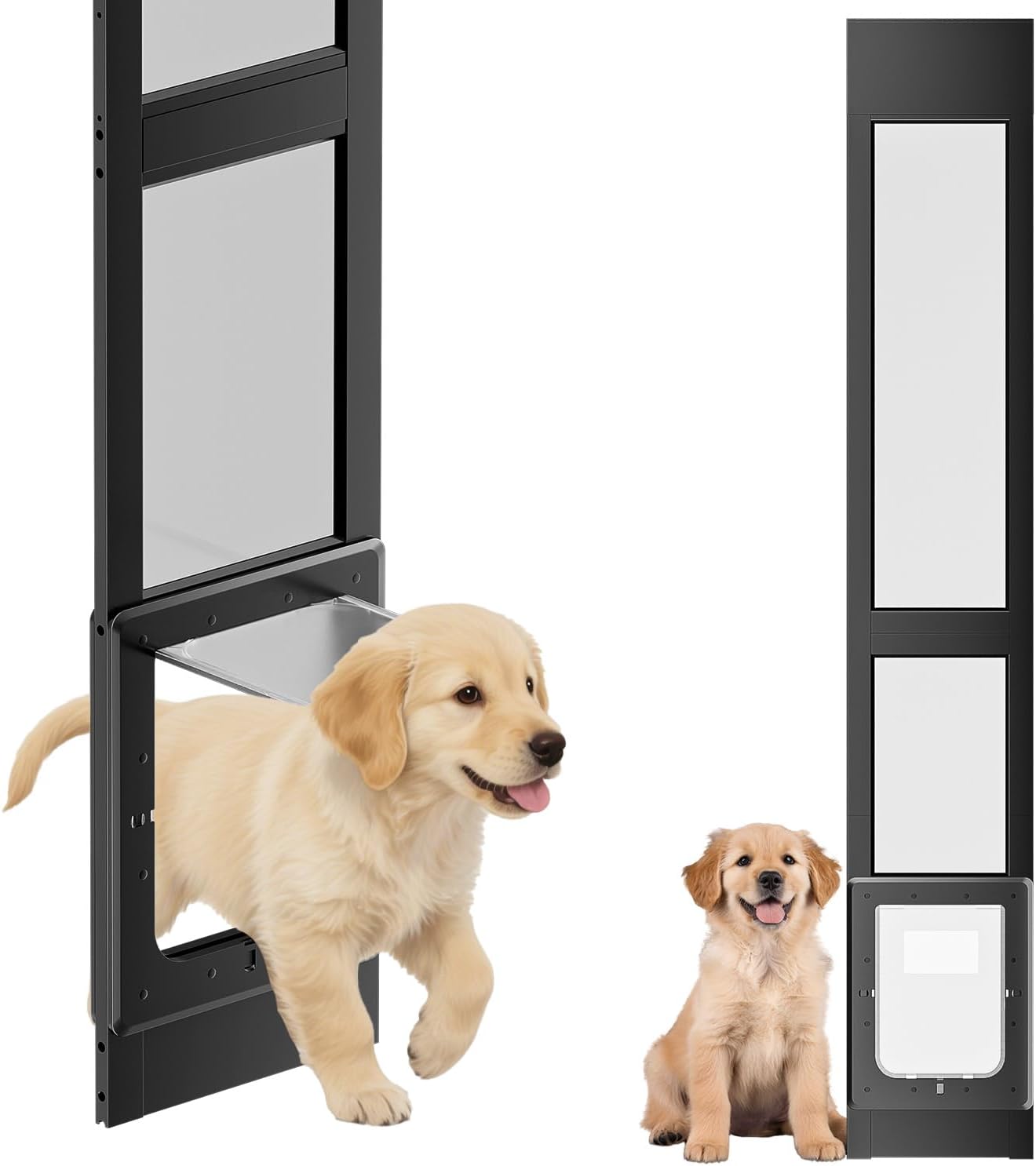 Dog Door for Sliding Glass Door with Magnetic Plastic Flat Access