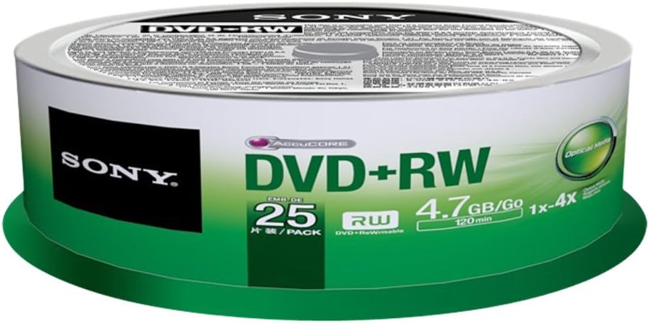 Sony 25DPW47SPM 4x DVD+RW Rewritable DVD Media 25-Pack