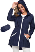 Avoogue Women's Long Raincoat with Hood - Lightweight Waterproof fit
