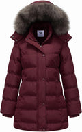 Women's Hooded Quilted Puffer Jacket - Removable Fur Hood, Warm Fit