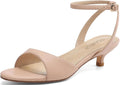 Women's Kitten Heel Strappy Ankle Sandals - Low 1.57in Elegant Heels
