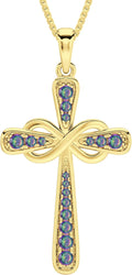 YL 925 Sterling Silver Cross Necklace with Halo Infinity Pendant