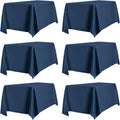 PureFit 6 Pack Rectangle Navy Blue Table Cloths 60 x 126 in - Wrinkle