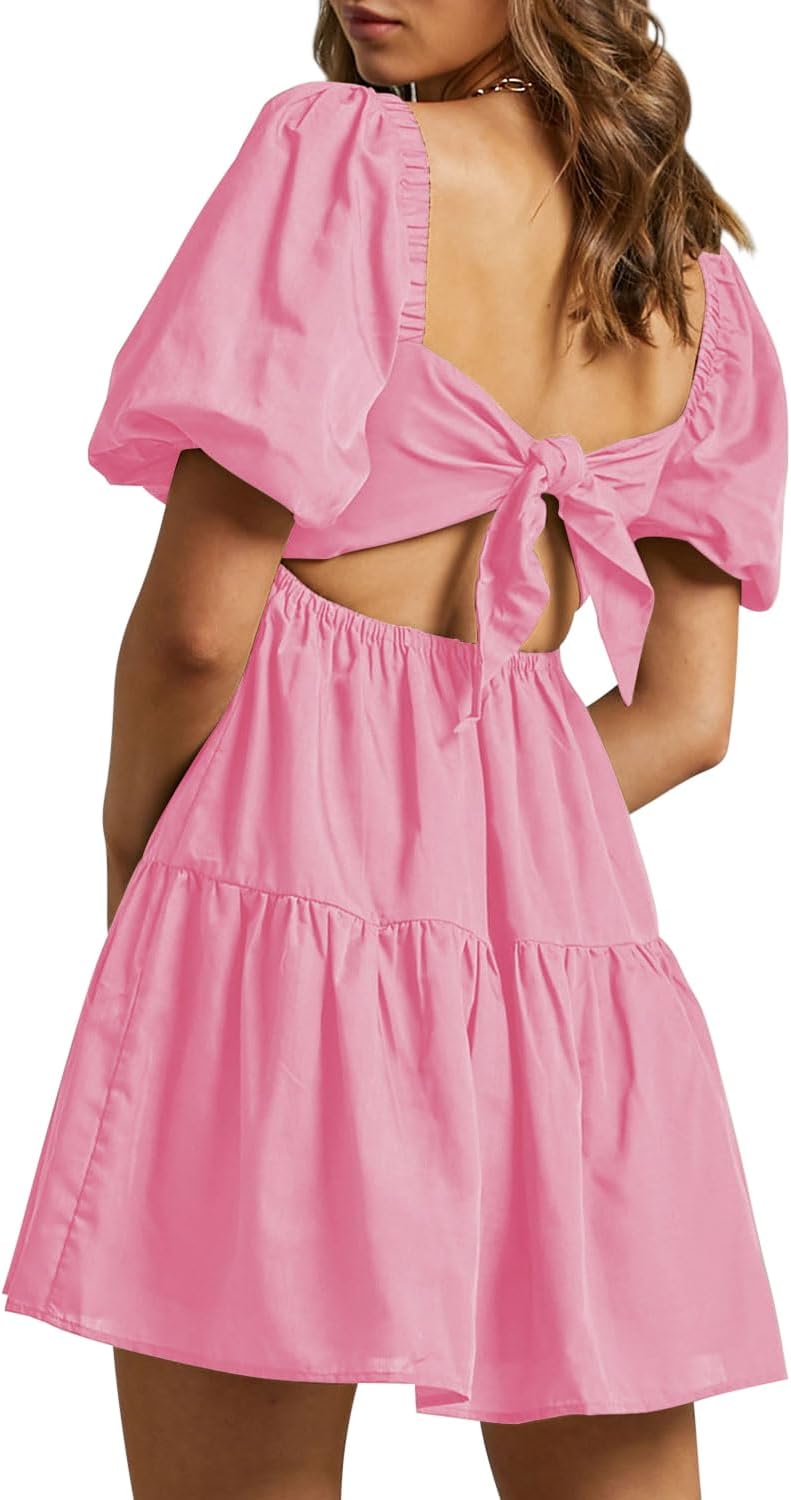 OWNGIGI Women's Summer Dress Square Neck A-Line Mini Dress