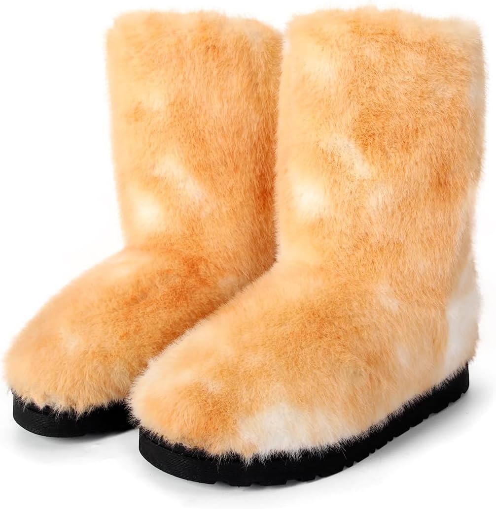 Furry Faux Fur Boots for Women - Warm and Comfortable Winter Shoes