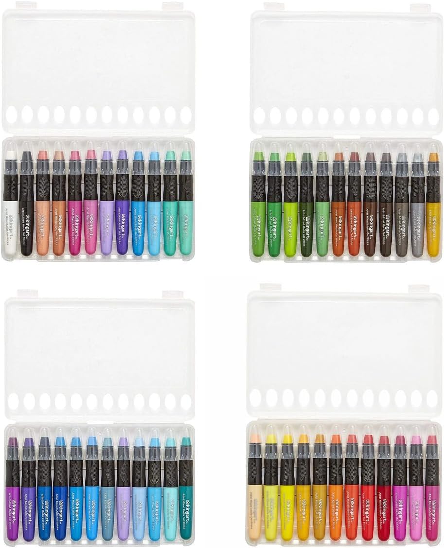 KINGART Gel Stick Set: 48 Vibrant Water Soluble Pigment Crayons