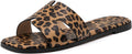 Women's PU Slide Sandals Dressy Flat Leather-Look Slides - Comfortable
