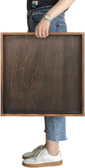 Extra Large Square Ottoman Tray 20in - Rustic Wooden Serving Tray