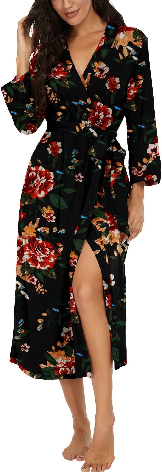 VINTATRE Women Kimono Robes Long Knit Bathrobe Lightweight Soft
