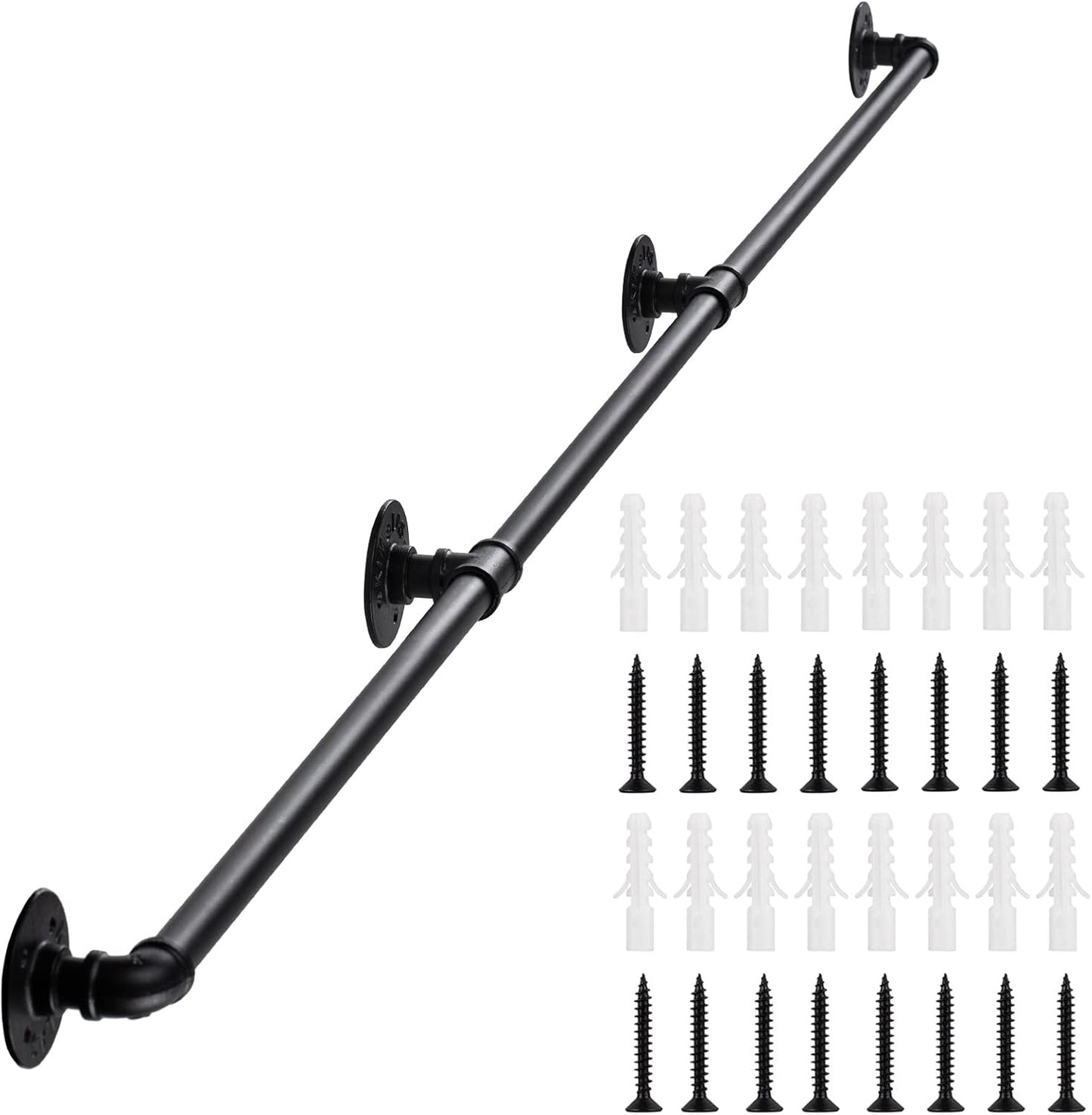 Handrail for Indoor Stairs - 14 Feet Matte Black Metal Railing