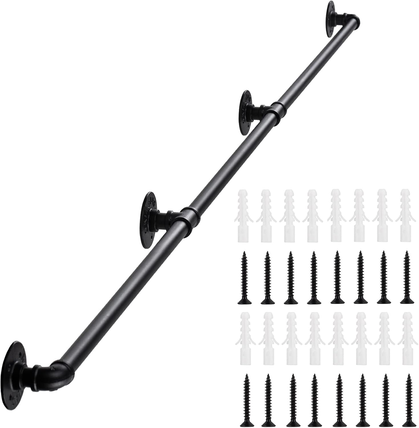 Stair Handrail for Indoor Stairs - Industrial Iron Pipe Railing