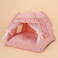 Cat Bed Tent Dog House Lace Mesh Breathable Teepe - Large Pink