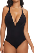SHAPERIN Bodysuit for Women Shapewear Tummy Control Deep V Neck Plunge
