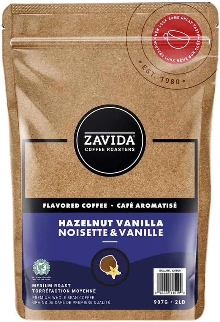 Zavida Premium Hazelnut Vanilla Whole Bean Coffee for Coffee Lovers