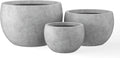 Concrete Round Planter Set of 3 - Modern Large Outdoor Bowls