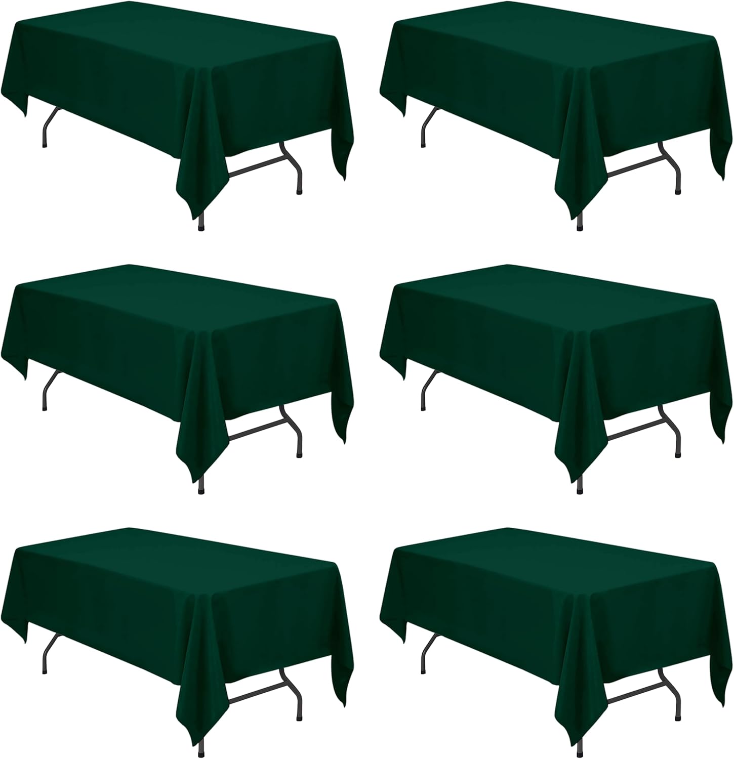 Hunter Green Tablecloths for 6 Foot Rectangle Tables - 6 Pack