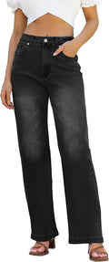 Womens High Waisted Straight Leg Jeans - Lightweight Tummy