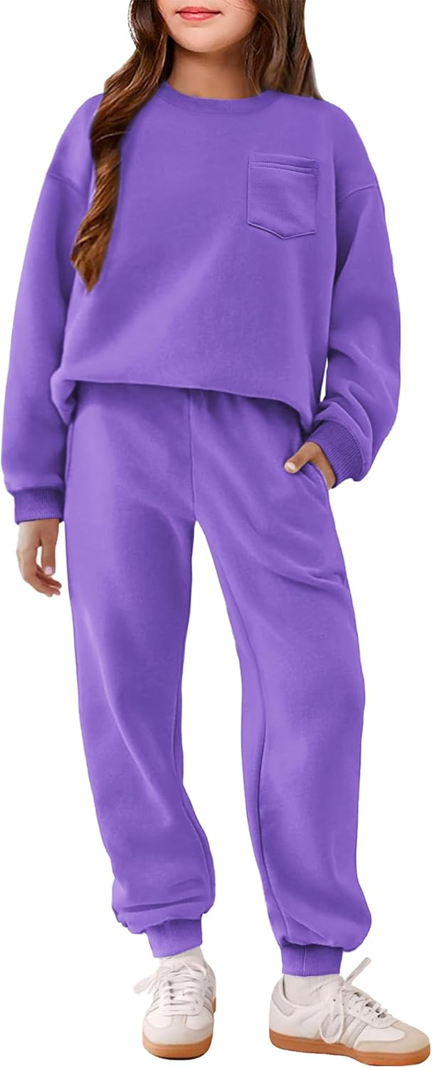Arshiner Girls Oversized Pullover Sweatshirt and Sweatpants Set