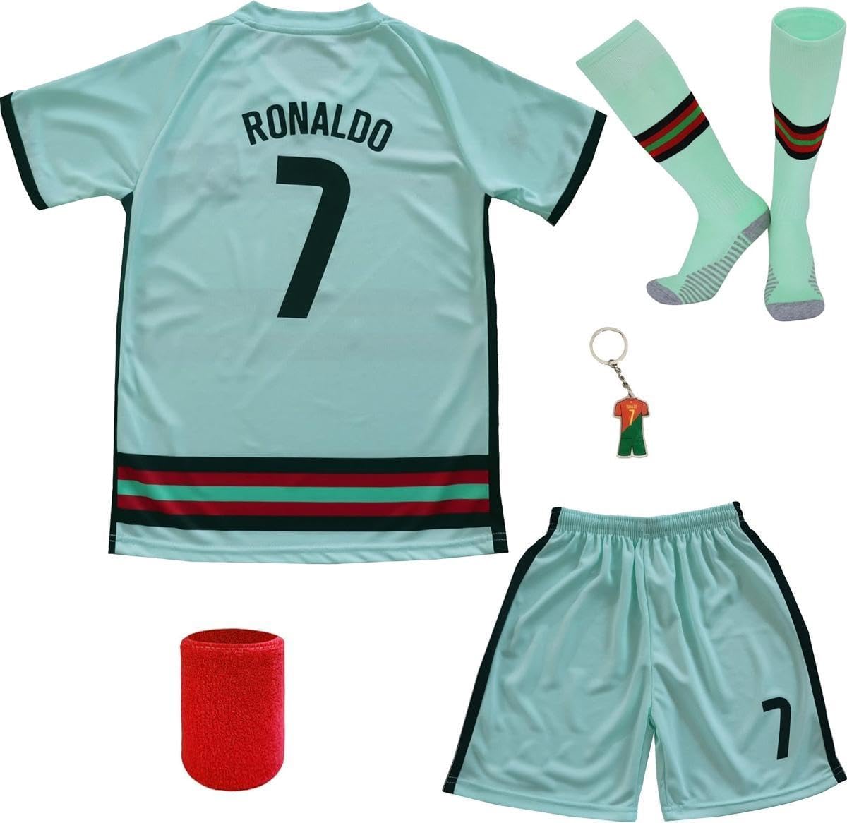 Ronaldo #7 Away Kids Soccer Jersey & Shorts Set for Youth Sizes