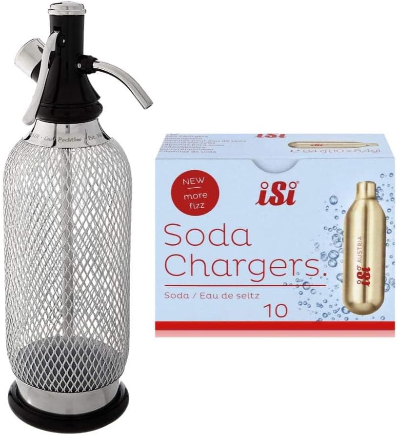 Sparkling Water Maker Kit - Stainless Steel, 10 CO2 Chargers