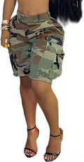 Camo Cargo Shorts for Women Slim Fit Camouflage Cargo Shorts