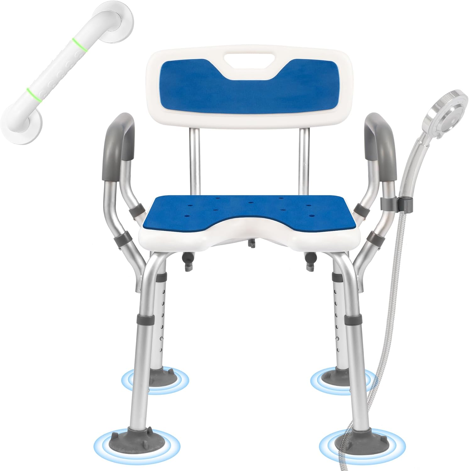 Heavy Duty Shower Chair with Grab Bar - Secure & Comfortable