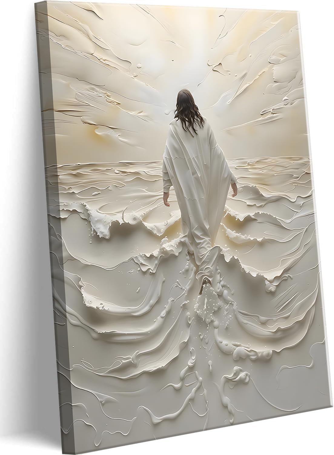 Abstract Jesus Walking on Water Canvas Art for Spiritual Decor