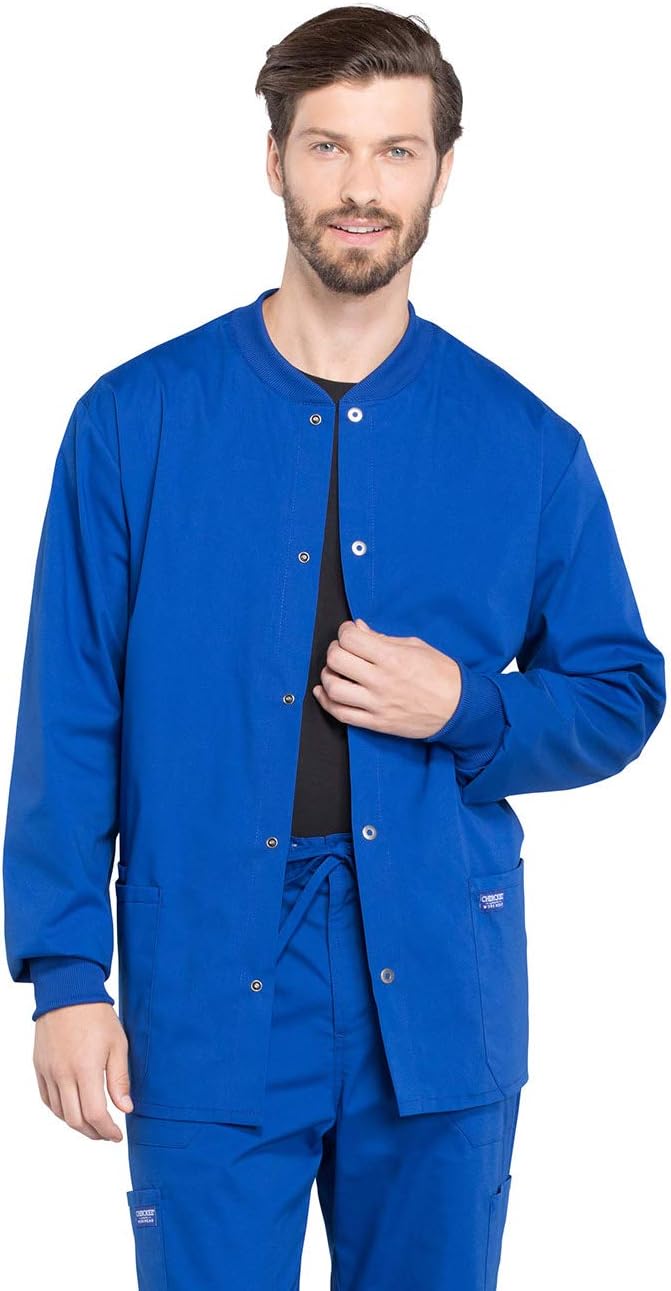Cherokee Men's Medical Scrub Jacket with Long Sleeve Comfort