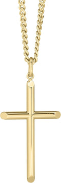 Mens Solid Tubular Cross Pendant Necklace 24in - Heirloom Finish