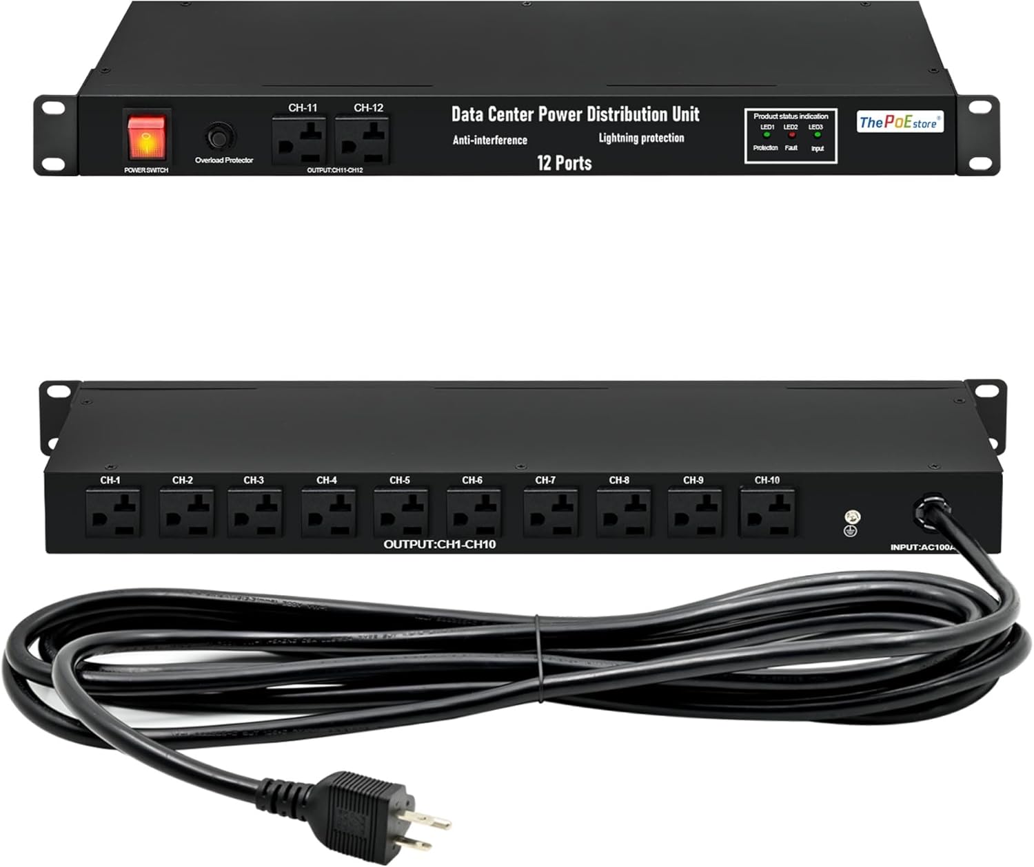 1U PDU Network Servers Surge Protector Power Distribution Unit