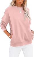 Women's Color Block Crewneck Sweatshirt - Casual Pullover with Pockets