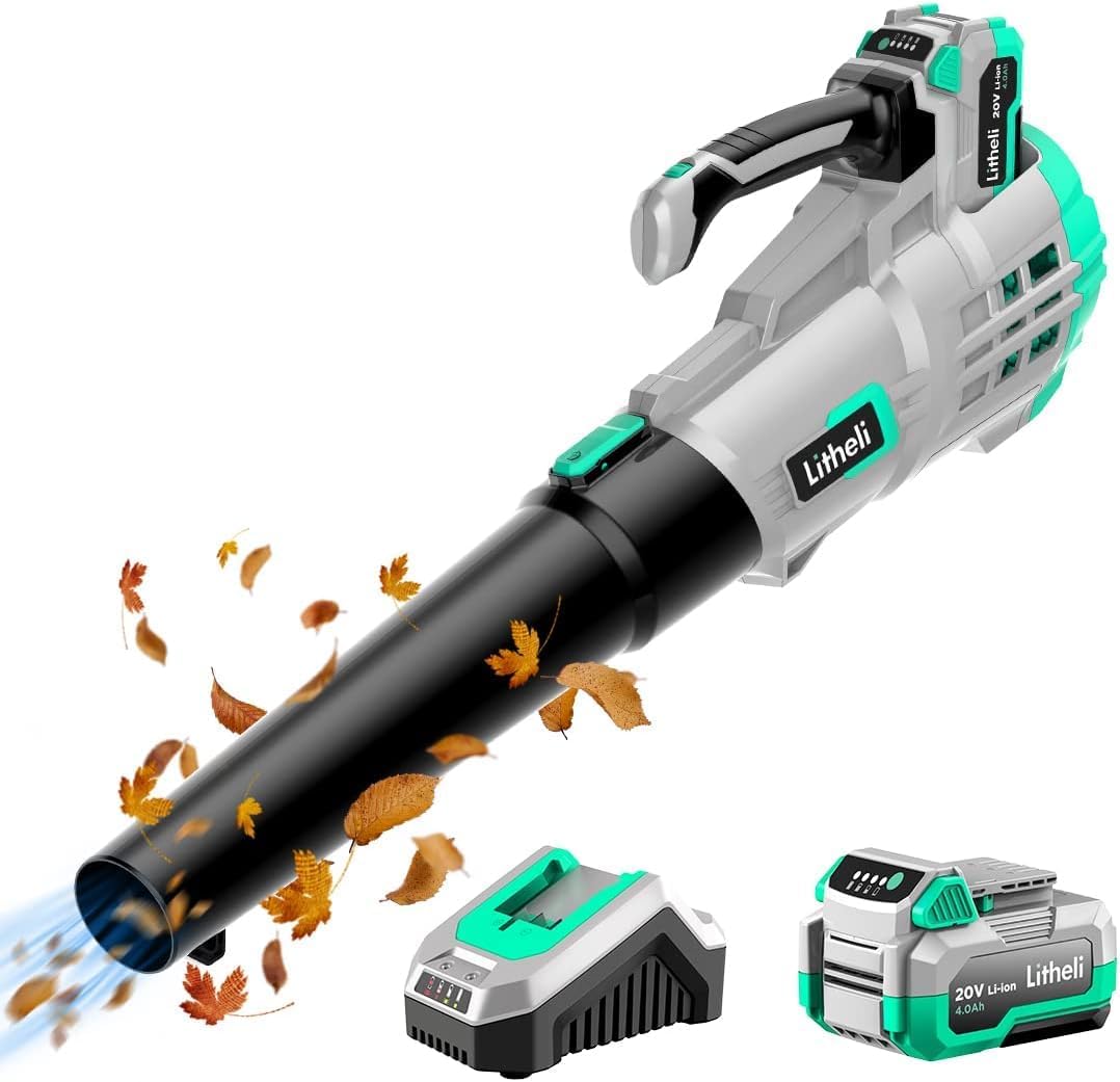 Litheli 20V Cordless Leaf Blower with 350 CFM Power and Speed