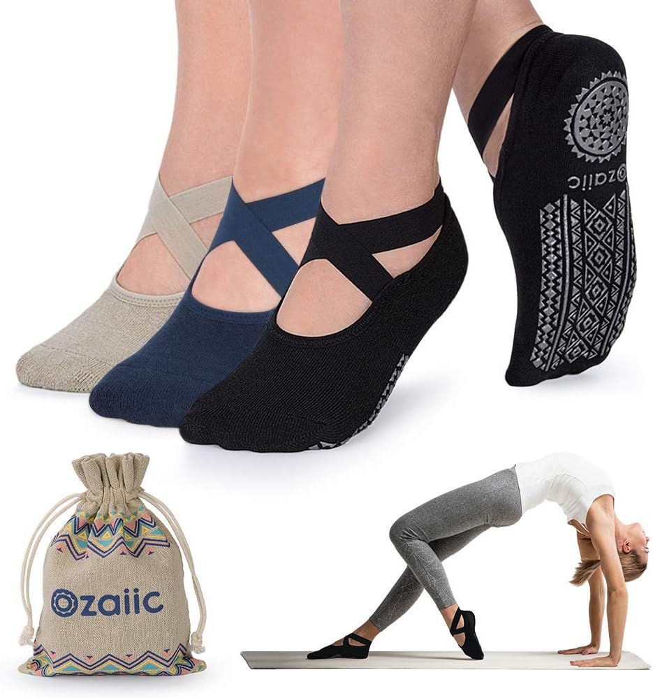 Non-Slip Yoga Socks for Women: Grip & Strap Design