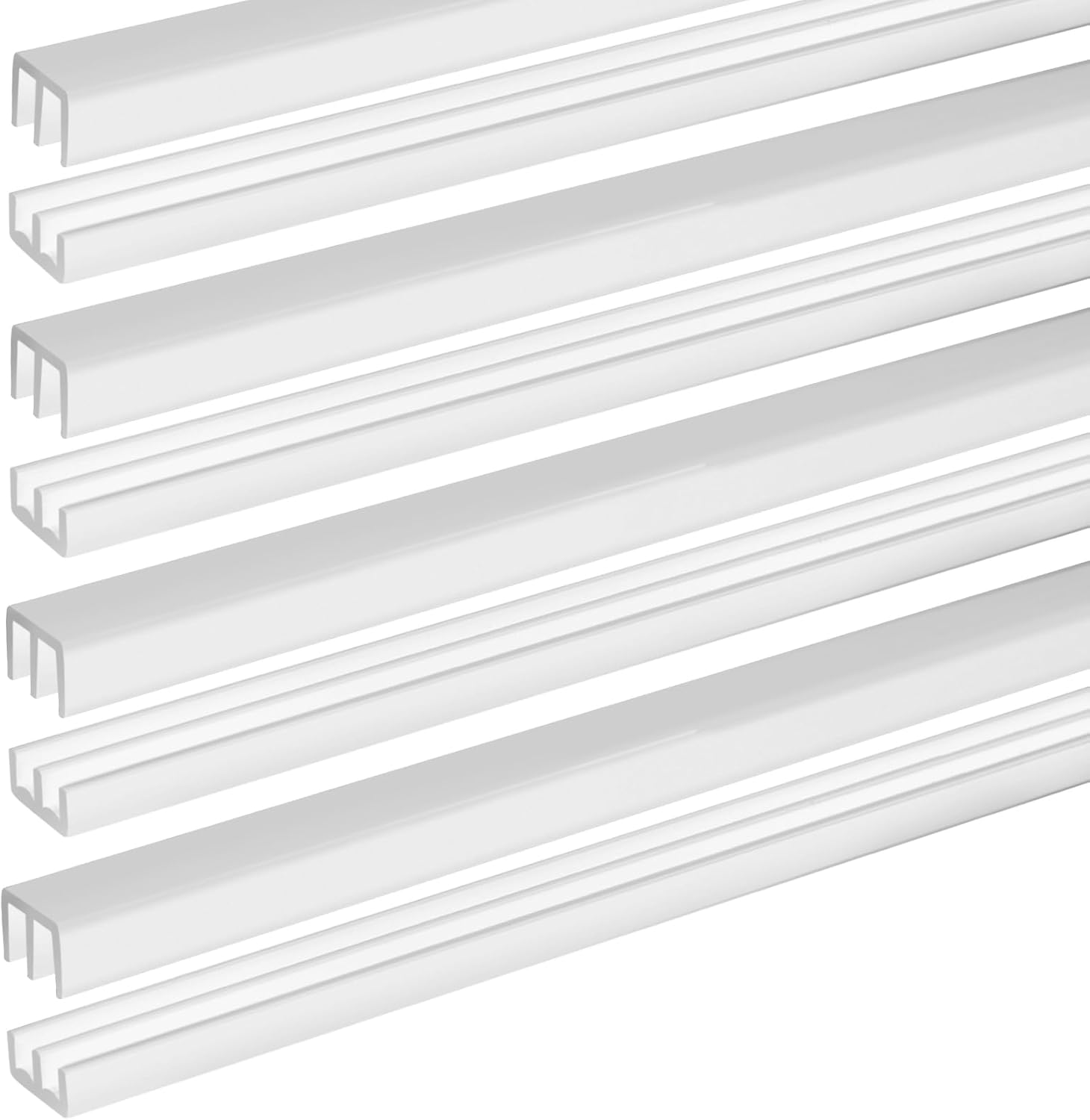 4 Sets 4FT Sliding Door Track for 1/8 Thick Panels - White