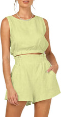 Trendy Queen Womens Summer 2 Piece Outfits Short Sets - Breezy Linen