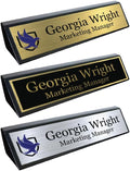 2x8 in Black Piano Finish Desk Wedge Name Plate - Personalized